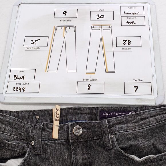 Vigoss Casual Zip Button Denim Dark Wash Jeans Womens Size 7 Black - Picture 8 of 8